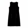 thumbnail image 4 of fheaev Women's Midi Dress Sleeveless Crew Neck Button Pocket Loose Casual Summer for Everyday Black XL, 4 of 7