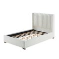 thumbnail image 4 of Full Size Modern Design Bed Frame, Upholstered Platform Bed Frame with Corduroy Headboard and Wooden Slats Support, No Box Spring Needed, White, 4 of 7