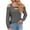 Dark Gray, variant on WREESH Womens Fashion Dressy Tops Round Neck Casual Solid Color Off-Shoulder Patchwork Long Sleeve Loose T-Shirt Top Pullover Blue