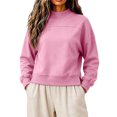 thumbnail image 2 of VBVC Women's Mock Neck Cropped Sweatshirt , Ladies' Side Slit Long Sleeve Pullover , Casual Fall Winter Tops For Women, S-3XL, 2 of 9