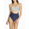 Cyn & Luca Juniors' Nautical Olivia Terry Stripe Cut Out One Piece Swimsuit