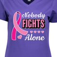 thumbnail image 4 of Inktastic Breast Cancer Awareness Nobody Fights Alone Pink Ribbon Women's V-Neck T-Shirt, 4 of 5