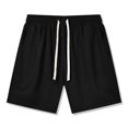 thumbnail image 5 of HOOMEUMY Men's Summer Sports Running Sweat Shorts with Pockets Drawstring Elastic Waist Loose Fit Beach Shorts Solid Color Athletic Shorts Black S, 5 of 6