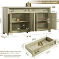 thumbnail image 2 of Kitchen Storage Cabinet with 4 Doors and 2 Drawers, 59" Large Farmhouse Sideboard Buffet, 32.1" Tall Wood Credenza Coffee Bar Console for Living Dining Room, Sunwashed Ash Oak, 2 of 8