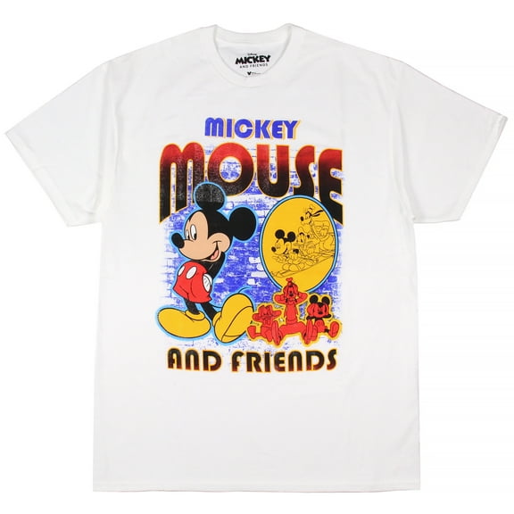 Disney Men's Mickey Mouse and Friends Character Design Graphic Print Adult T-Shirt