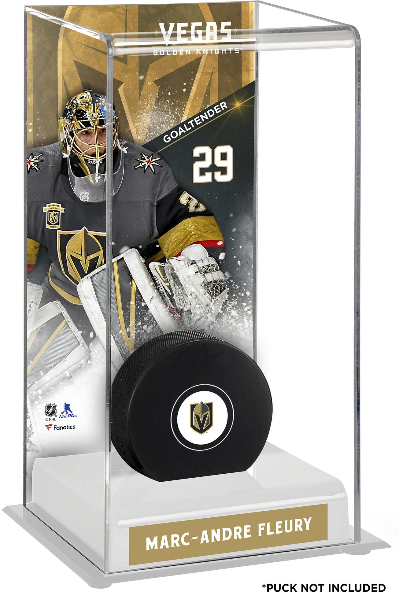Deryk Engelland Vegas Golden Knights Autographed Puck with Deluxe Tall Hockey Puck Case Fanatics Authentic Certified 