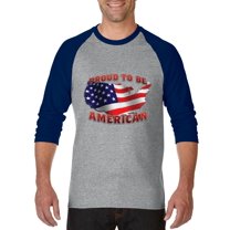 Artix - Mens Raglan Sleeve Baseball T-Shirts - American Proud To Be US Flag