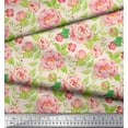 thumbnail image 3 of Soimoi White polyester Crepe Fabric Leaves & Peony Floral Print Fabric by Yard 52 Inch Wide, 3 of 3