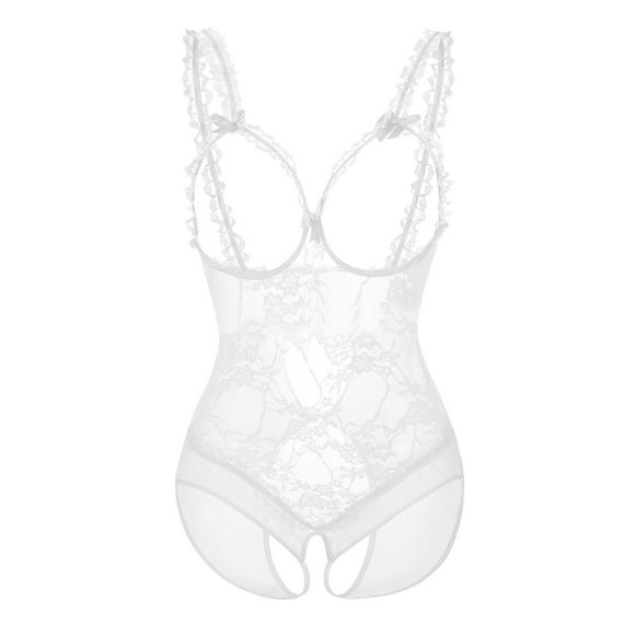 Vente de Liquidation 2025 sous-Vêtements Féminins Amusants Dentelle Entrejambe Ouvert Rosée Poitrine Transparent Justaucorps Aguichant sous-Vêtements Robe de Nuit