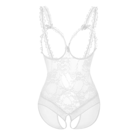 Lingerie for Women Nightwear Fun Lace Open Crotch Dew Breast See Through Bodysuit Sleeping Dress Breathable Babydoll Underwear