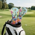 thumbnail image 3 of Yuyamidu Butterfly Golf Club Head Cover with Soft Lining Colorful Boho Flower Driver Headcover Waterproof PU Leather Golf Club Cover Golf Gift for Golfers, 3 of 7