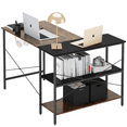 thumbnail image 6 of Sesslife Small Computer L-Shaped Desk, Brown Writing L-Shaped Desk，Modern Study L-Shaped Desk with Metal Frame for Home Office Workstation, 6 of 10