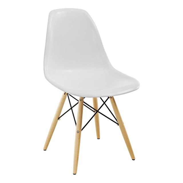 Modway Pyramid Modern Style Plastic Dining Side Chair, White Finish