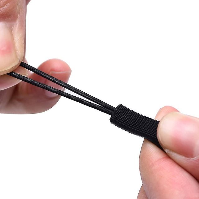 10 piezas de tirador de cremallera, etiqueta de cremallera, extensión de cremallera de tirador de cuerda (negro), cordón de tirador desmontable LingWen 8390611460273