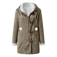 thumbnail image 3 of Fesfesfes Women's Fall Winter Coat Notched Collar Long Sleeve with Buttons Closure Large Patch Pockets Insulated Fabric for Cold Weather(Khaki#2,4XL), 3 of 4