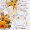 thumbnail image 3 of 700 Pieces Gold Plastic Dinnerware Set for 100 Guests - Includes Plates, Cups, Napkins, and Disposable Cutlery - Elegant White & Gold Design, Perfect for Parties and Events, 3 of 3