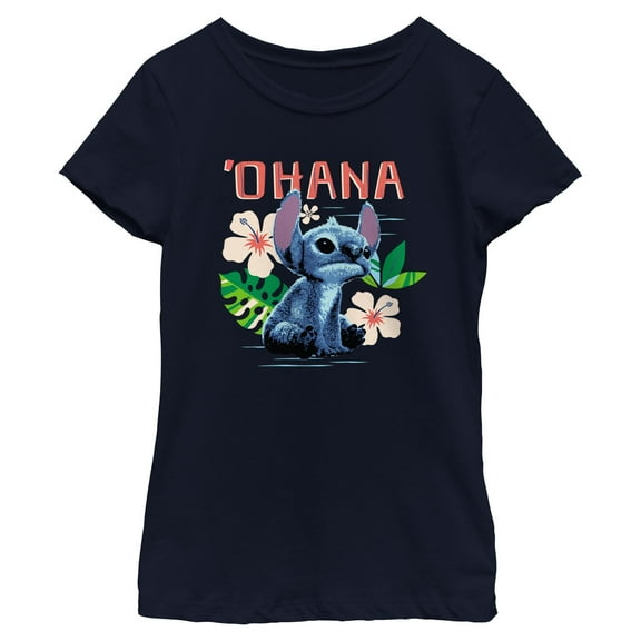 Girls Lilo & Stitch Ohana Flowers T Shirt