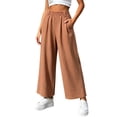 thumbnail image 2 of YUGYXL Women's Plus Size Wide Leg Pants Elastic High Waist Hide Drawstring Loose Work Pants Palazzo Trousers with Pockets Khaki Pants M, 2 of 6