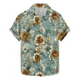 thumbnail image 1 of Blusa y camisa de manga corta con cuello vuelto para hombre, moda de verano, estampado floral, camisa de manga corta con solapa, blusa para hombre, 1 of 4