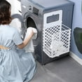 thumbnail image 4 of 20.47x11.81x8.27 Inch Foldable Laundry Basket with Handles White Beige Gray Plastic Dirty Clothes Hamper for Home Bathroom, 4 of 6