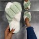 thumbnail image 1 of 2022, nuevo diseño, pantuflas peludas para casa de invierno para mujer, chanclas de piel esponjosa cruzada para el hogar, zapatos planos para interiores, chanclas para mujer Tan Jianjun  unisex, 1 of 2