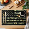 thumbnail image 2 of Green American Flag Placemats Set of 4, Wooden Grain Washable Wipeable Table Mats for Dining Tables, Indoor Outdoor Kitchen Place Mats for Holiday Party Table Decor, 2 of 9