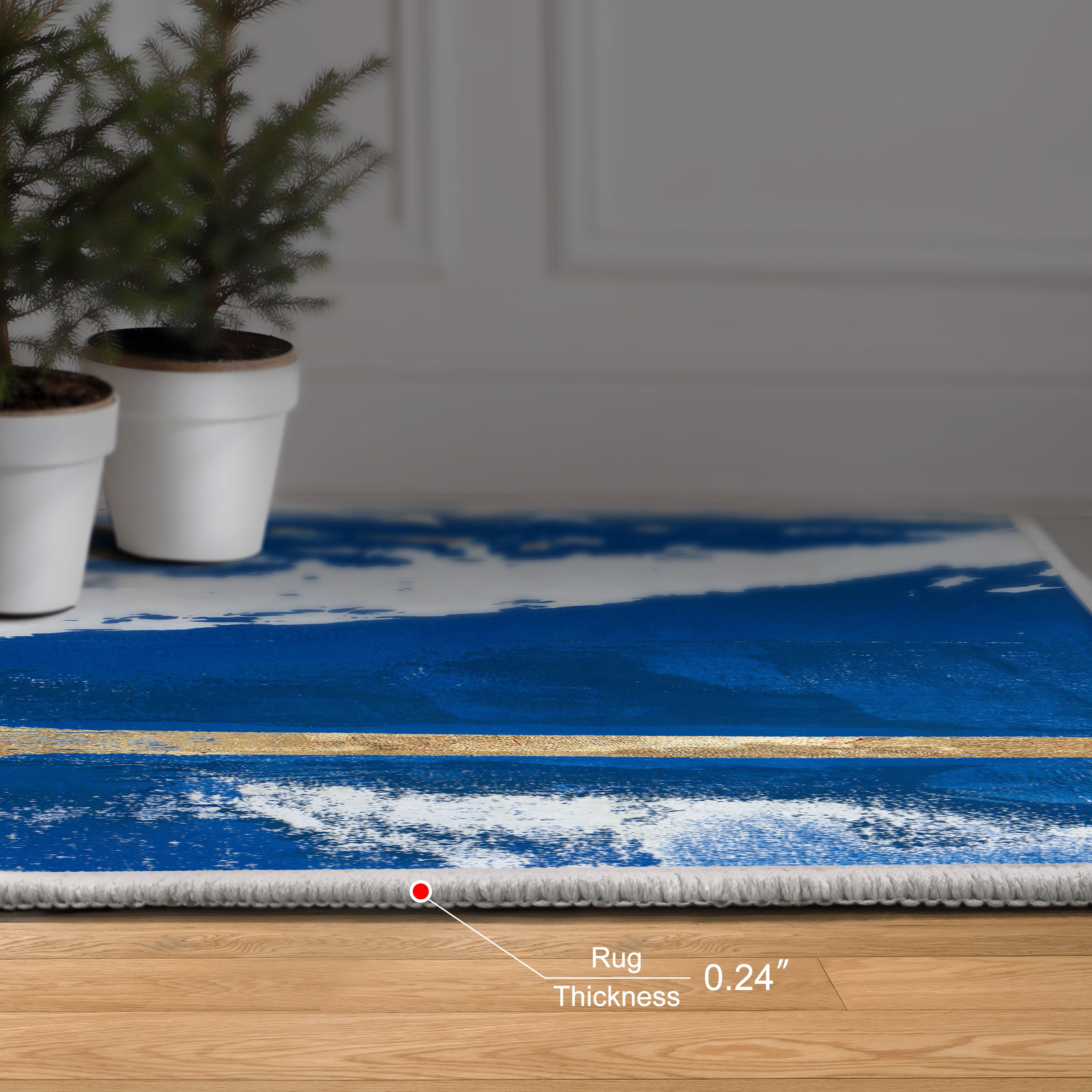 Fisherman’s Wharf I Washable Blue Art Area Rug size 8'x10', Power-loomed, Heavenly Softness with Non-Slipping Backing