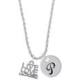 thumbnail image 1 of Delight Jewelry Silvertone Live Love Lacrosse Silvertone Script Initial Disc - P - Charm Necklace, 20"+3", 1 of 4