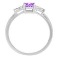 thumbnail image 3 of 0.8 ct Emerald Cut Natural Amethyst 3 Stone 14K White Gold Womens Engagement Ring, 3 of 4