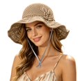 thumbnail image 3 of Womens Sun Hat Women Knitted Solid Floral Summer Autumn Daily Sun Hat Khaki One Size, 3 of 7
