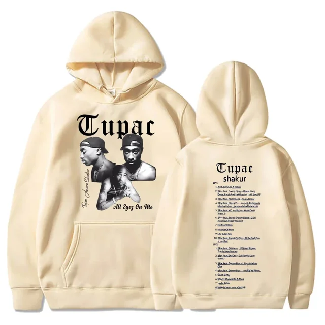 Sudaderas con capucha Tupac, sudaderas 2pac, Sudadera con capucha estampada de rapero, ropa de calle Y2k, suéter informal holgado, jersey de lana de otoño con capucha