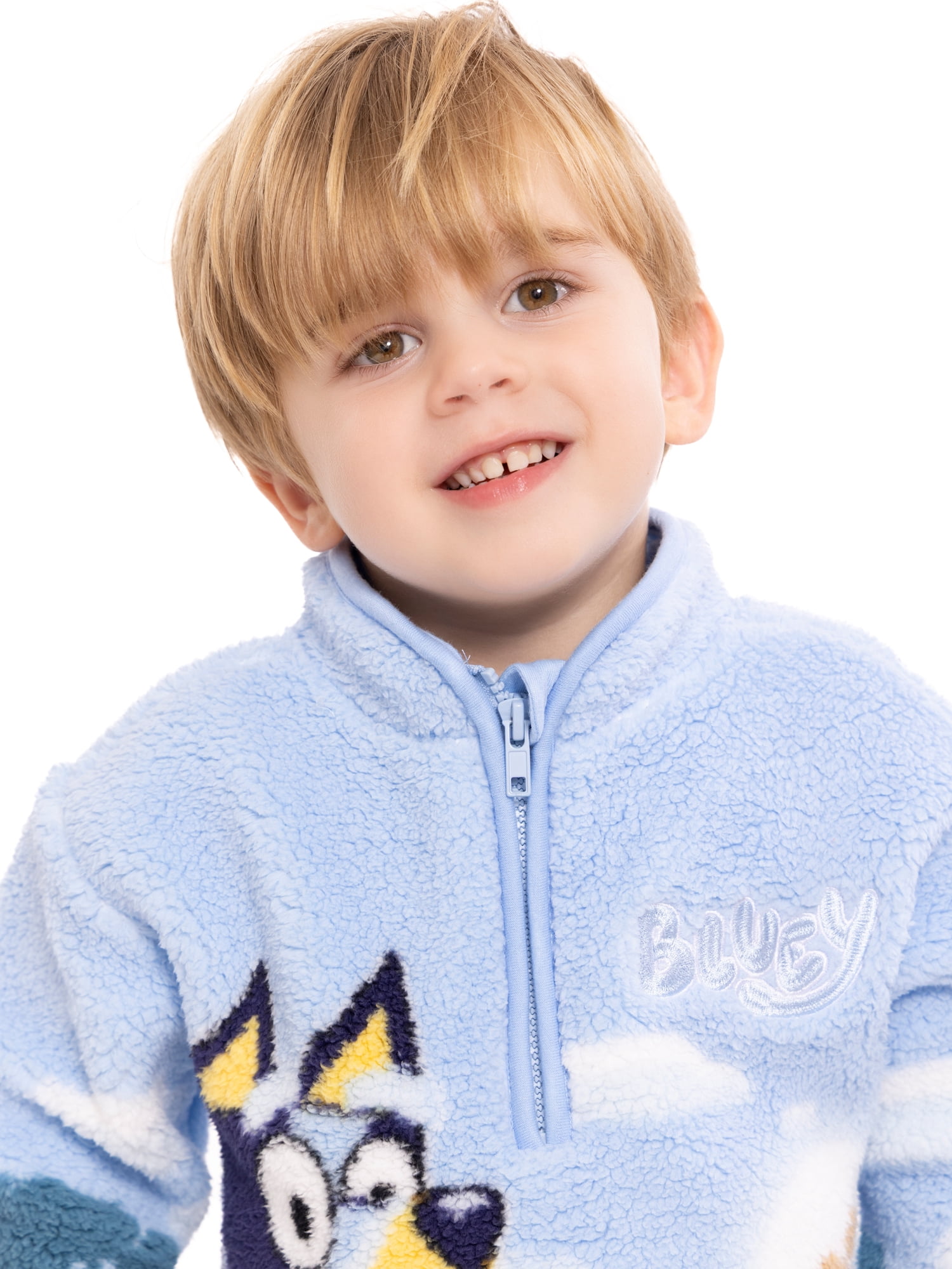 Bluey Toddler Boys Plush Graphic Half Zip Sweatshirt, Sizes 12M-5T