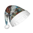 thumbnail image 2 of KLL Christmas Hats for Adults Plush Red Train Hot Air Balloon Print Santa Hat Xmas Fluffy Santa Claus Hat for Women Men, 2 of 6