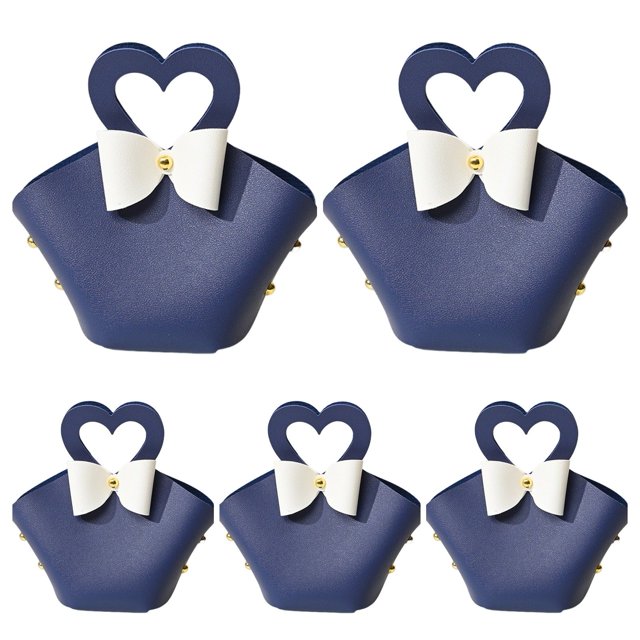 CSChome Gift Bag 5Pcs Convenient Colorful Mini Handbag Faux Leather Gift Bag for Parties Weddings Decoration