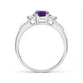 thumbnail image 2 of ANGARA Natural Classic Oval Amethyst and Diamond Three Stone Ring in 14K White Gold for Women (Size-7x5mm) | February Birthstone, Birthday, Anniversary, Jewelry Gift for Women | Natural Amethyst Ring, 2 of 9