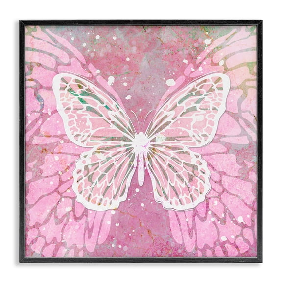 Stupell Industries Contemporary Pink Butterfly Wings Black Framed Giclee Art, 12 x 12, by Martina Pavlova