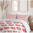 thumbnail image 5 of Ambesonne Peach Duvet Cover Set, Kawaii Smiling Fruit Cartoon, 2-Calking, Pastel Pink White Green, 5 of 6