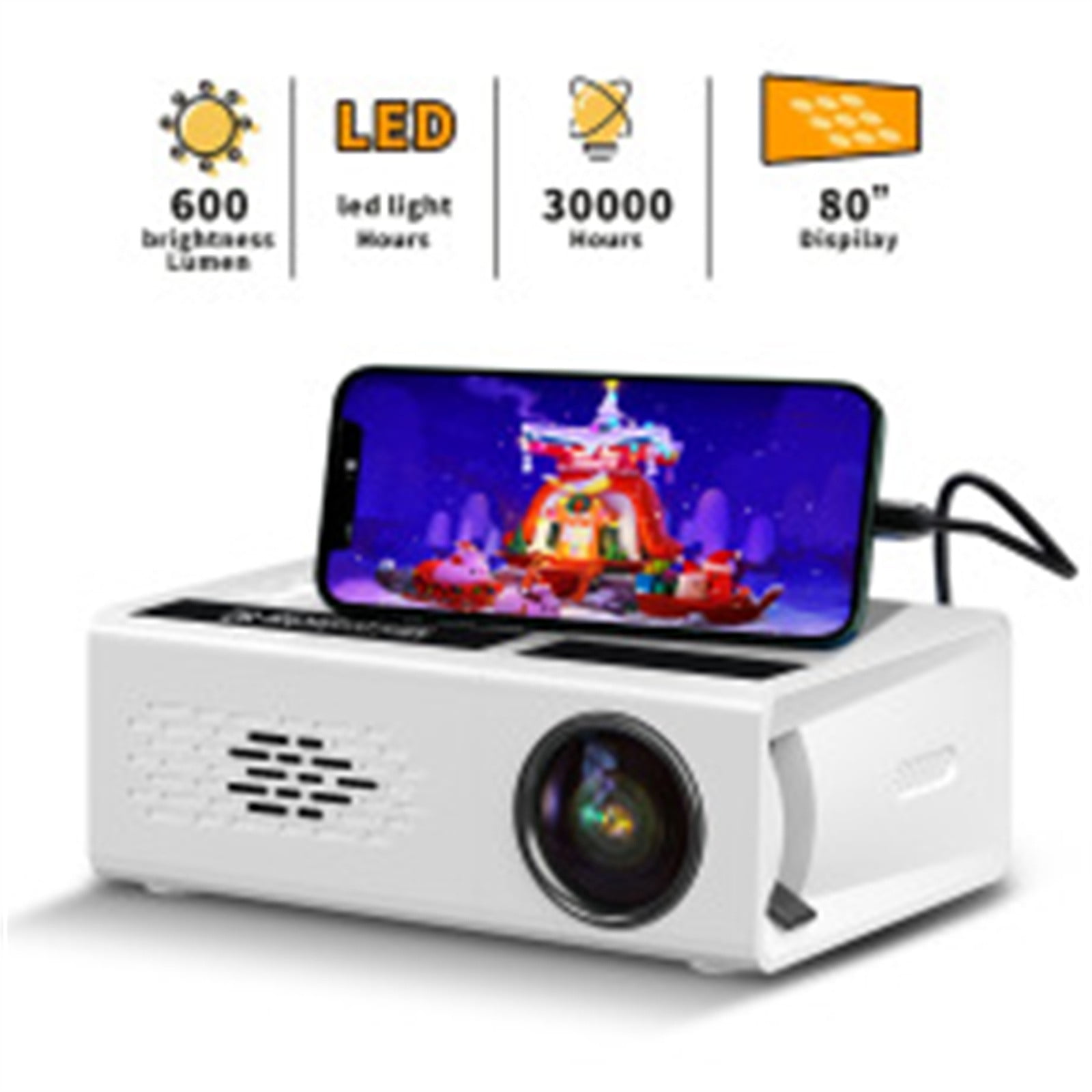 MINI LED PROJECTOR 未使用 Amazon.com: Mini Projector, 4:3 FHD 1080P Portable Video Projector