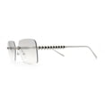 thumbnail image 6 of Luxury Rimless Rectangle Metal Pyramid Stud Jewel Arm Metal Rim Sunglasses Silver - Grey Mirror, 6 of 8