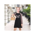 thumbnail image 2 of Sunny Fashion Girls Dress Black Blush Striped Butterfly Sparkle Rhinestone Tunic Cotton Casual Daily 7 Years, 2 of 7