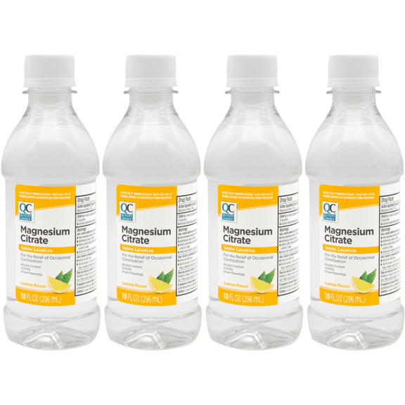 4 Pack Quality Choice Magnesium Citrate Liquid Laxative - Constipation Relief Oral Solution - Lemon Flavor 10oz Each