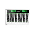 thumbnail image 2 of HiQuick 8 Pack AAA 1100mAh Rechargeable Batteries with 8 Bay LCD Smart Battery Charger, Dual USB Input, 2 of 11