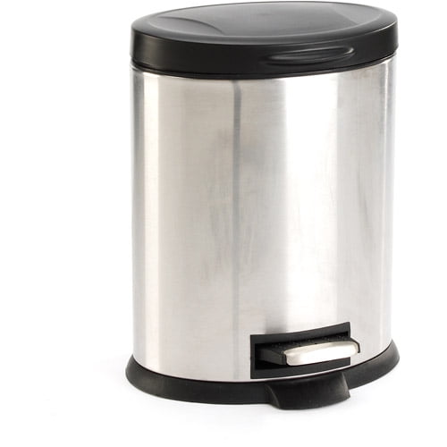 Mainstays Round 1.3Gallon Trash Can, Stainless Steel
