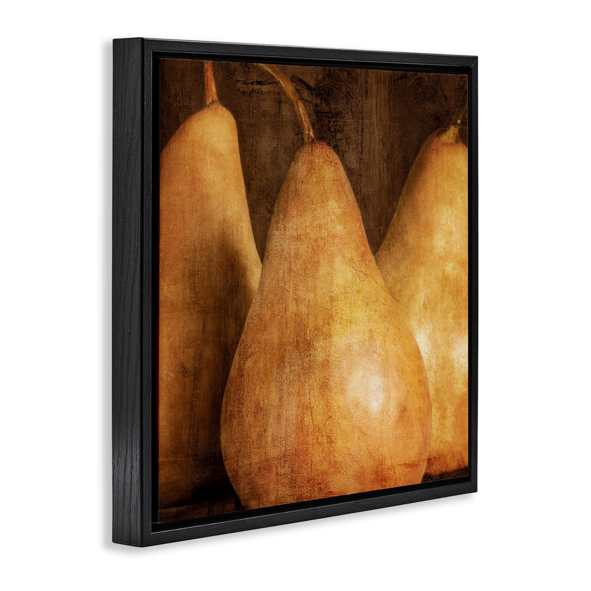 Stupell Industries Rustic Vintage Pears Food & Beverage Painting Black Floater Framed Canvas Art Print Wall Art, 25 x 25