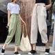 thumbnail image 1 of Pantalones casuales para mujer, estilo coreano, pantalones harén, con cordones, holgados, estilo bf, pantalones casuales de cintura alta y pierna ancha, pantalones para mujer, 1 of 5