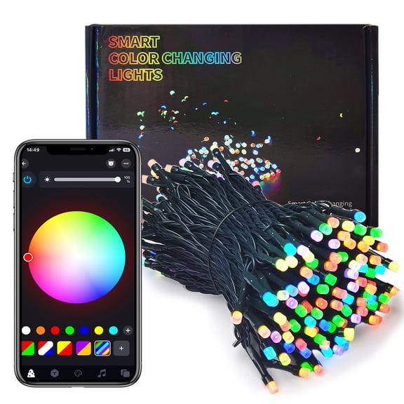 100LED Smart Christmas String Lights, App Controlled RGB Fairy Lights, Ideal for Xmas Tree, Garden, Home, Party, Halloween Festival Deco