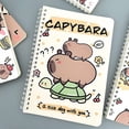 thumbnail image 4 of Cuaderno de espiral A5 con dibujos de capibara kawaii, cuaderno de ejercicios, lindo bloc de notas, diario, material de papelería escolar, 4 of 5