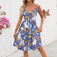 thumbnail image 3 of HOXZODT Womens Easter Mushroom Bunny Print Dress Vintage Floral Spaghetti Strap Fit and Flare Dress for Women Spring Party 2026, Army Green, M, 3 of 4