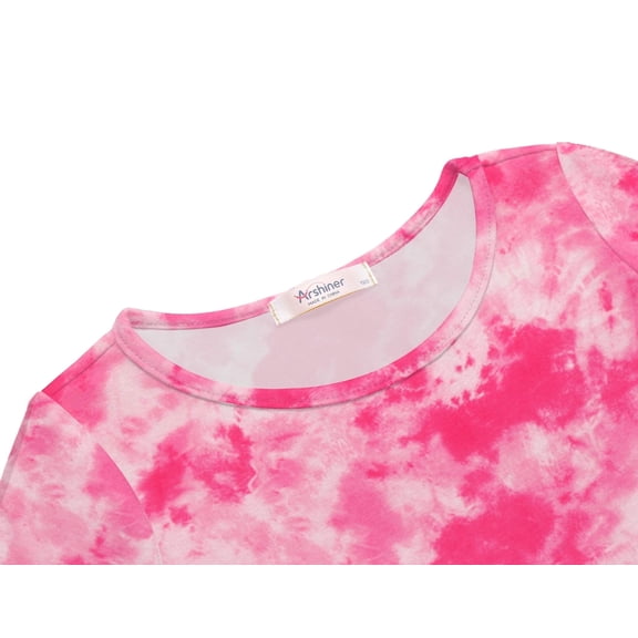 Arshiner Girls Summer Outfits Short Sleeve Ruffle Hem Top and Biker Shorts Set Girl Clothes