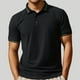 thumbnail image 2 of Camisa de manga corta con solapa para hombre - Color liso informal de negocios - Poliéster, corte holgado, tallas M-XXXXL, 2 of 4